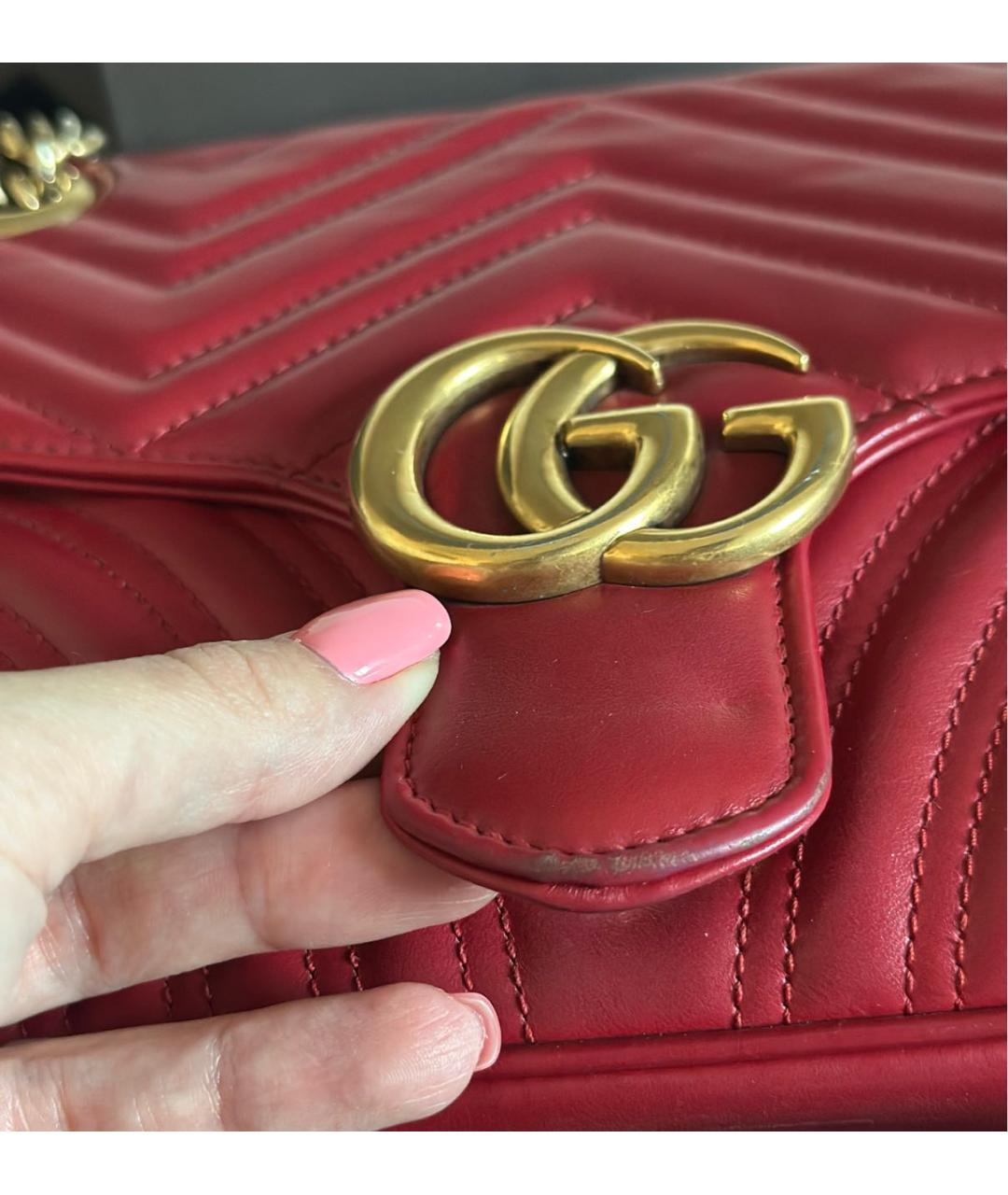 GUCCI Красная кожаная сумка через плечо, фото 4