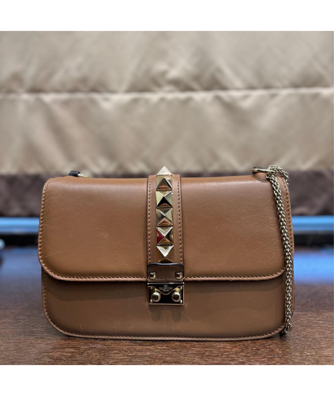 VALENTINO Коричневая кожаная сумка через плечо, фото 2