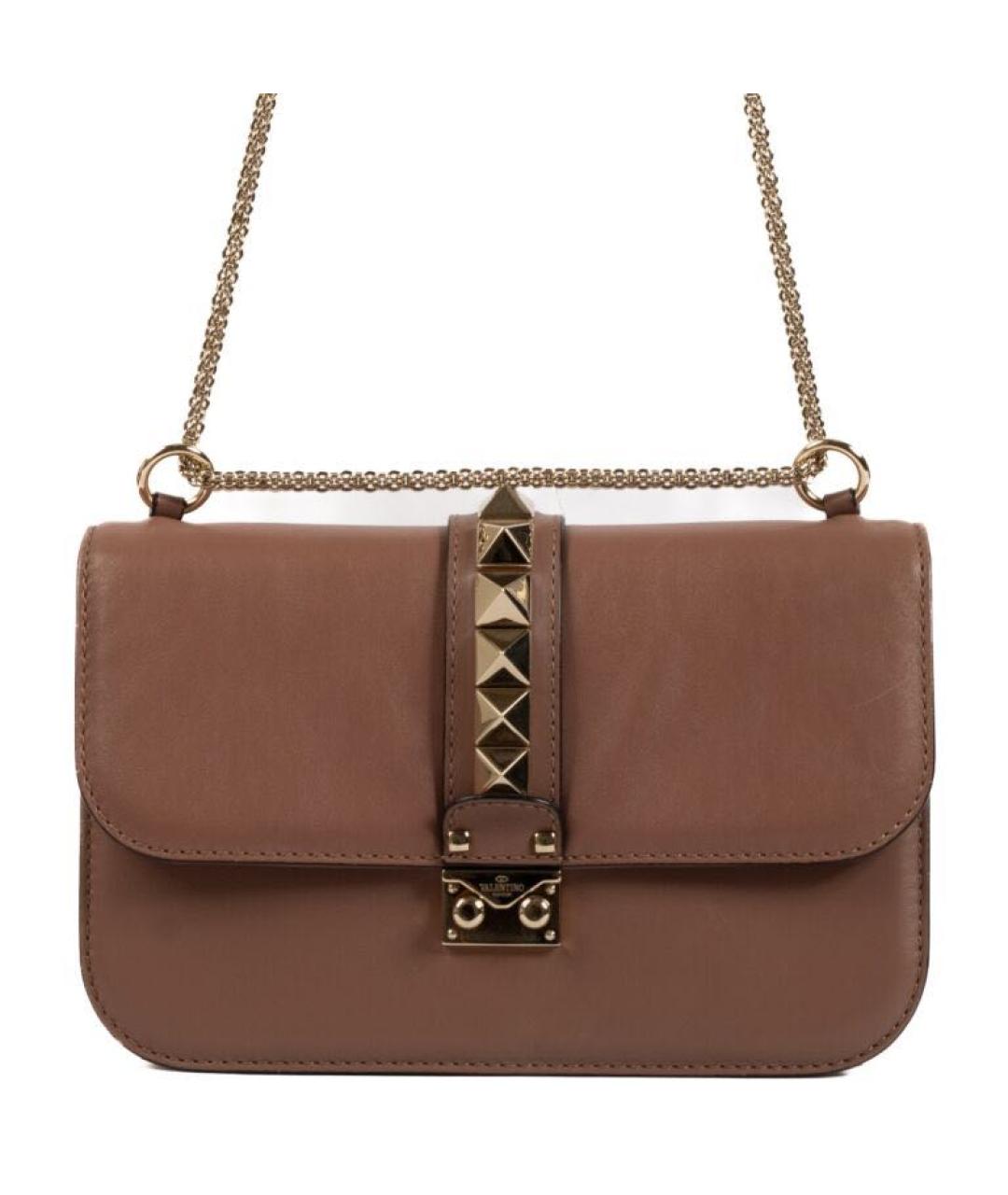 VALENTINO Коричневая кожаная сумка через плечо, фото 1
