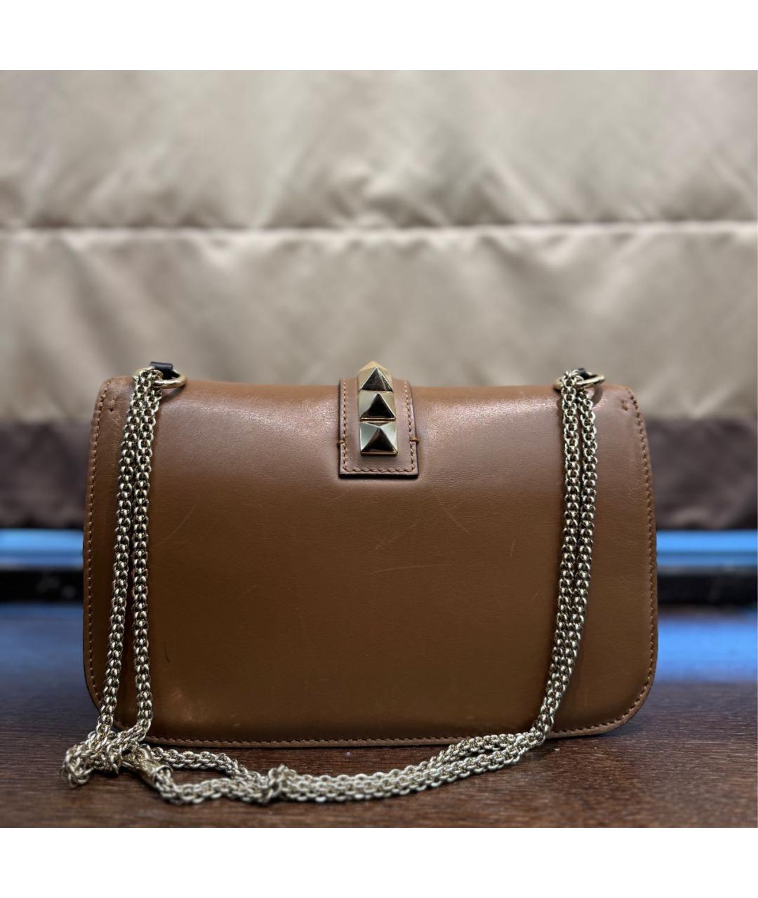 VALENTINO Коричневая кожаная сумка через плечо, фото 3