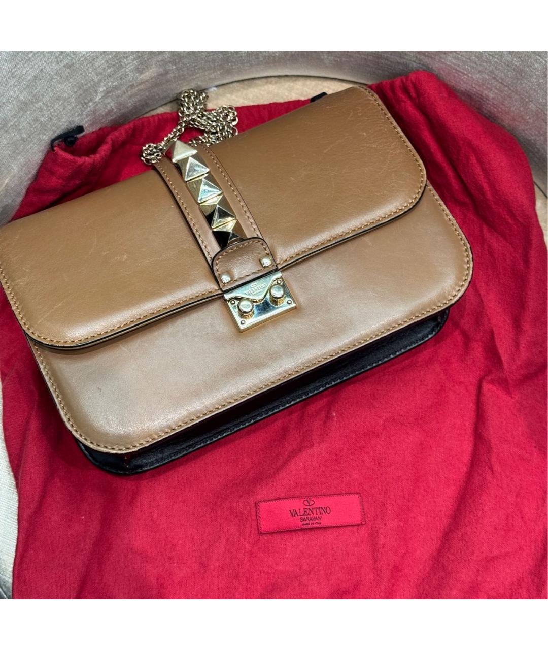 VALENTINO Коричневая кожаная сумка через плечо, фото 6