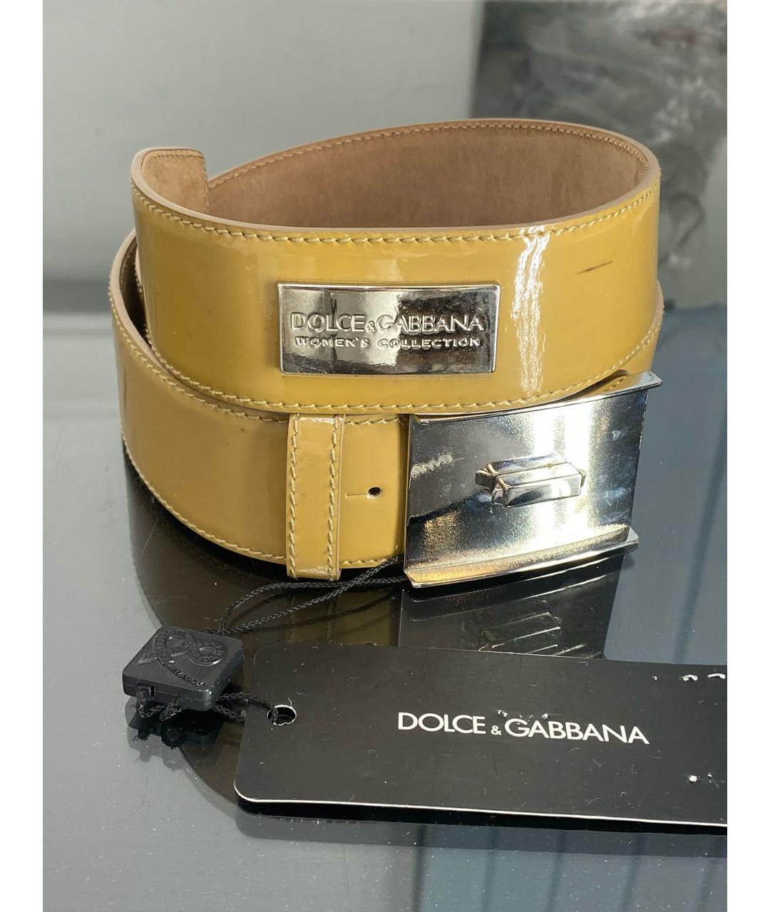 DOLCE&GABBANA Бежевый кожаный ремень, фото 2