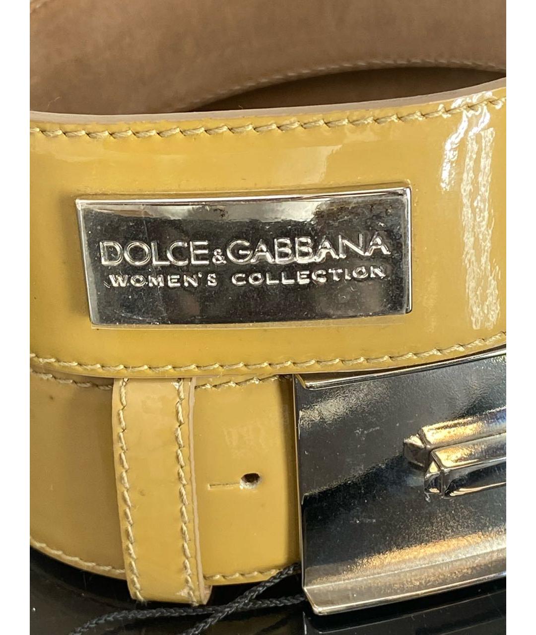 DOLCE&GABBANA Бежевый кожаный ремень, фото 6