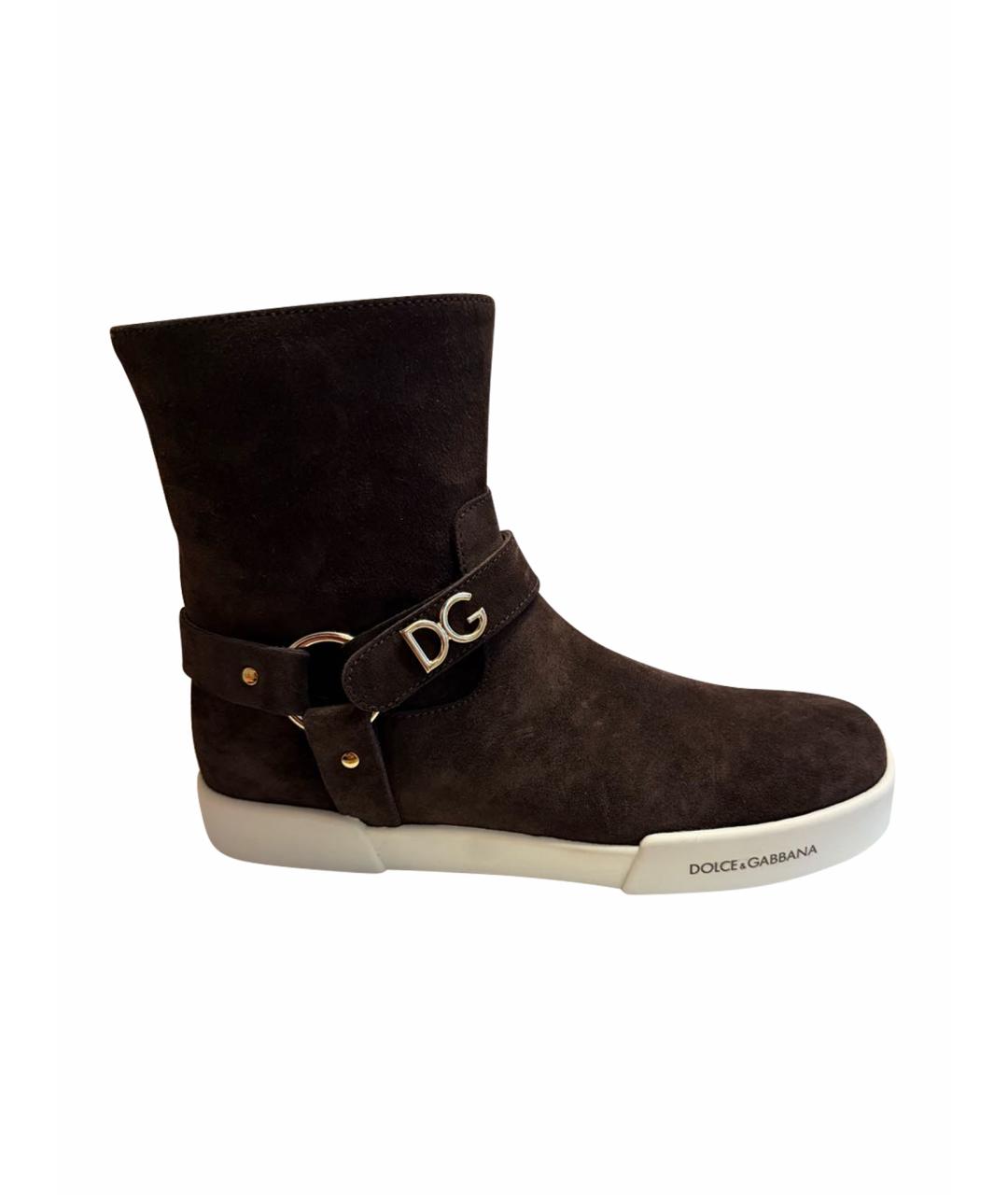 DOLCE&GABBANA Коричневые замшевые полусапоги, фото 1
