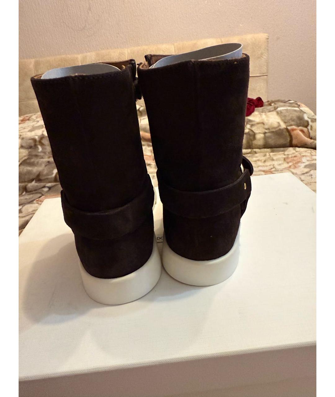 DOLCE&GABBANA Коричневые замшевые полусапоги, фото 4