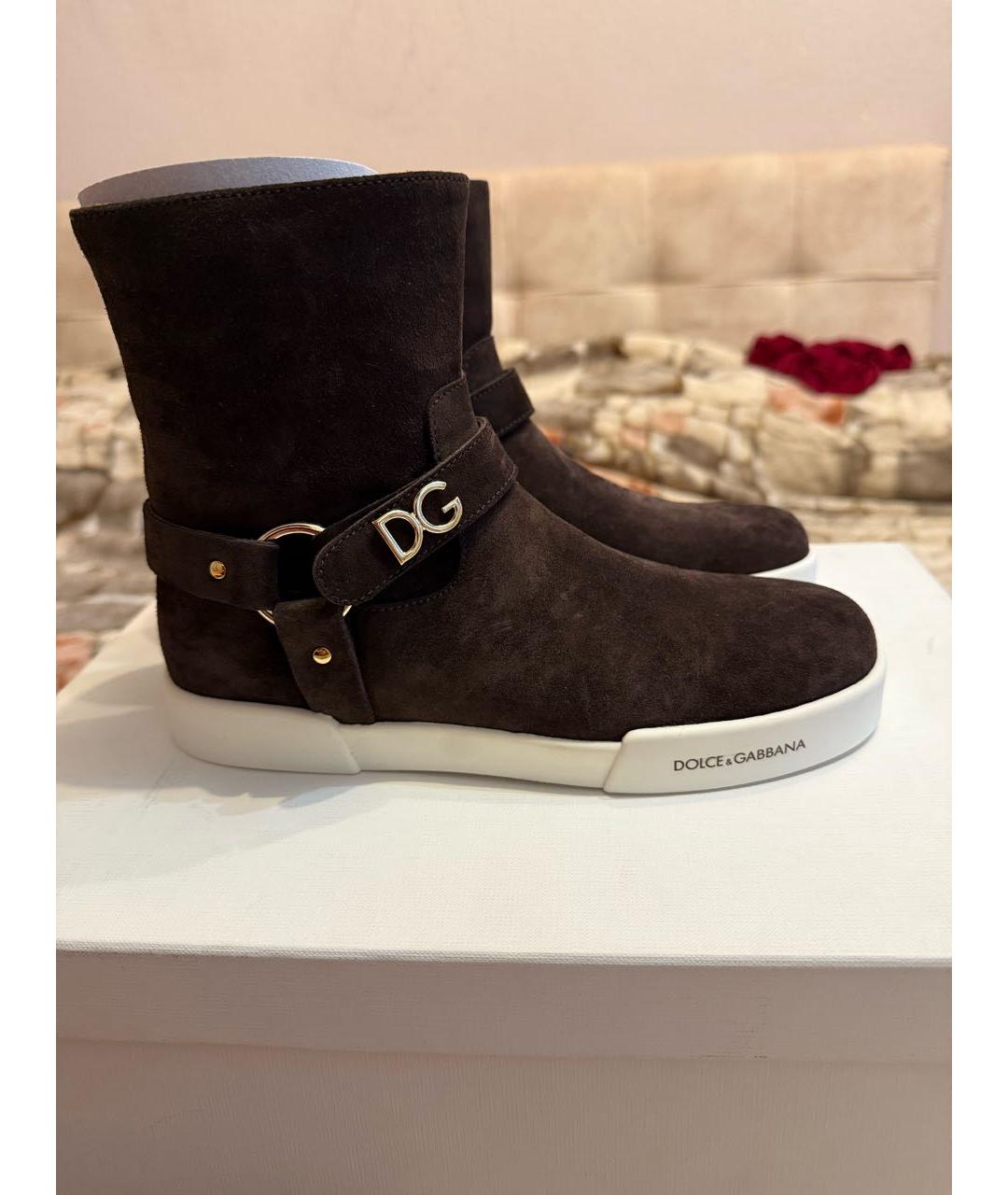 DOLCE&GABBANA Коричневые замшевые полусапоги, фото 5
