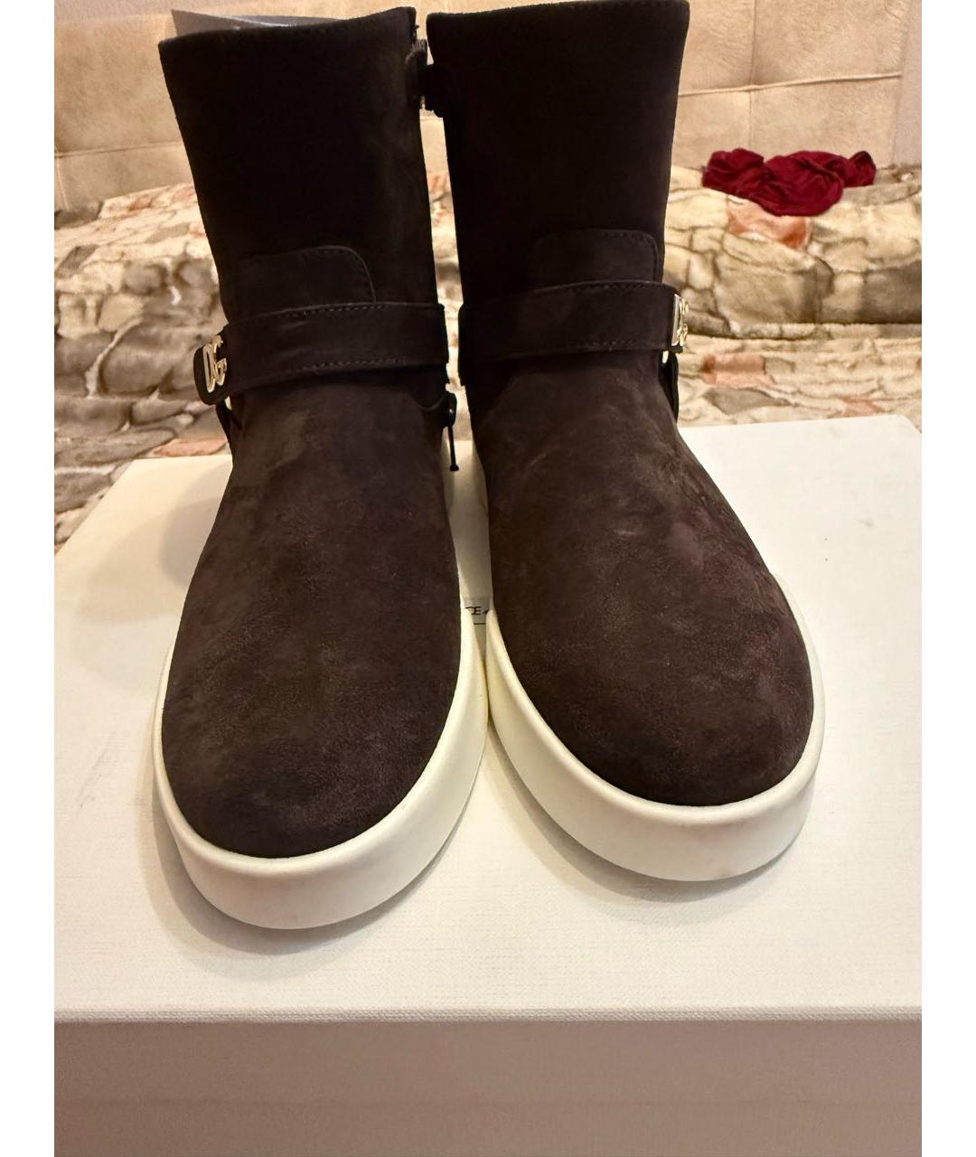 DOLCE&GABBANA Коричневые замшевые полусапоги, фото 2