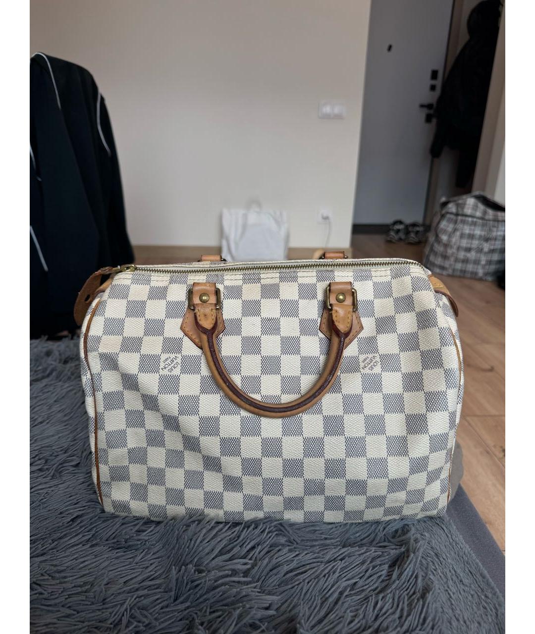LOUIS VUITTON Белая кожаная сумка с короткими ручками, фото 7