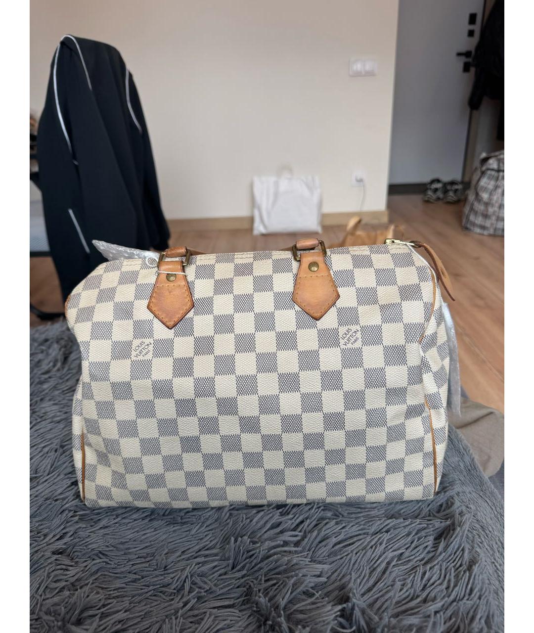 LOUIS VUITTON Белая кожаная сумка с короткими ручками, фото 3