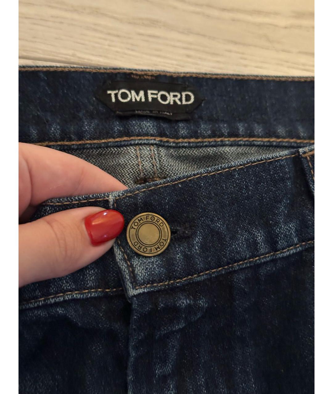 TOM FORD Темно-синие хлопковые прямые джинсы, фото 6