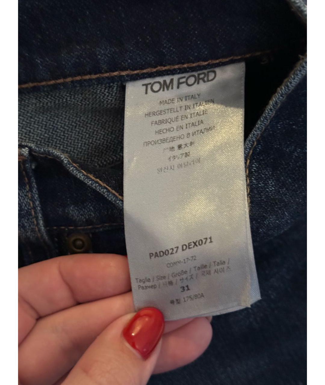 TOM FORD Темно-синие хлопковые прямые джинсы, фото 4