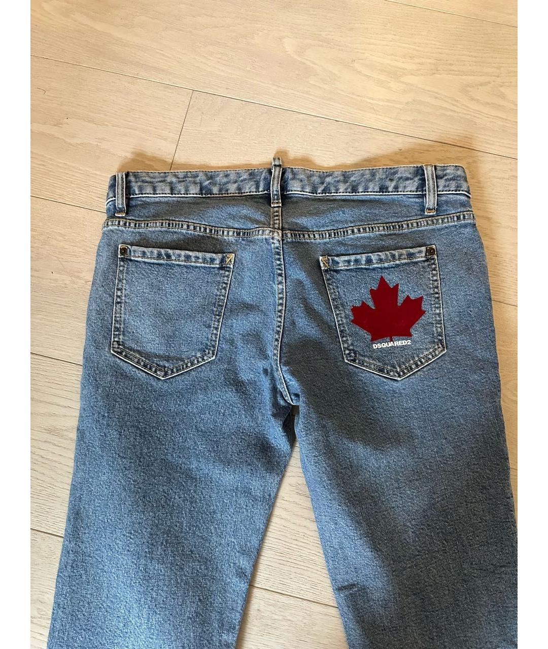 DSQUARED2 Голубые хлопковые прямые джинсы, фото 5