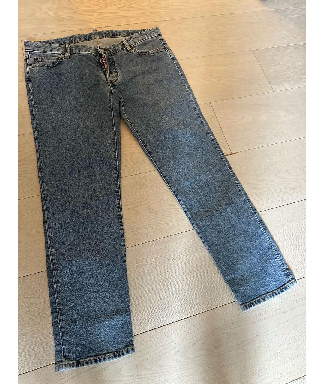 DSQUARED2 Голубые хлопковые прямые джинсы, фото 3