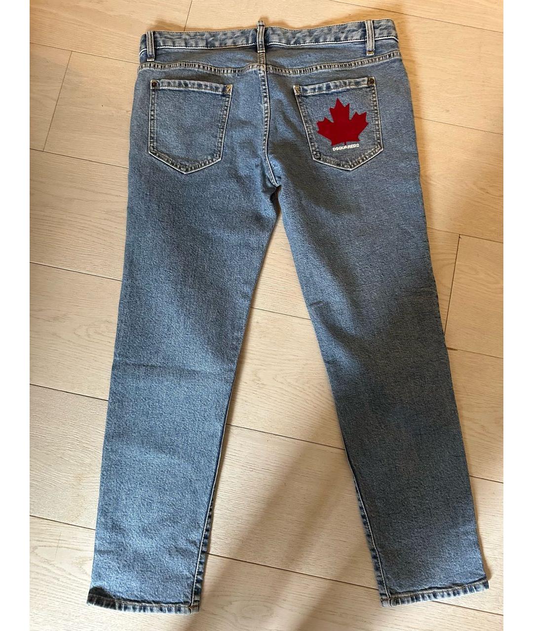DSQUARED2 Голубые хлопковые прямые джинсы, фото 2