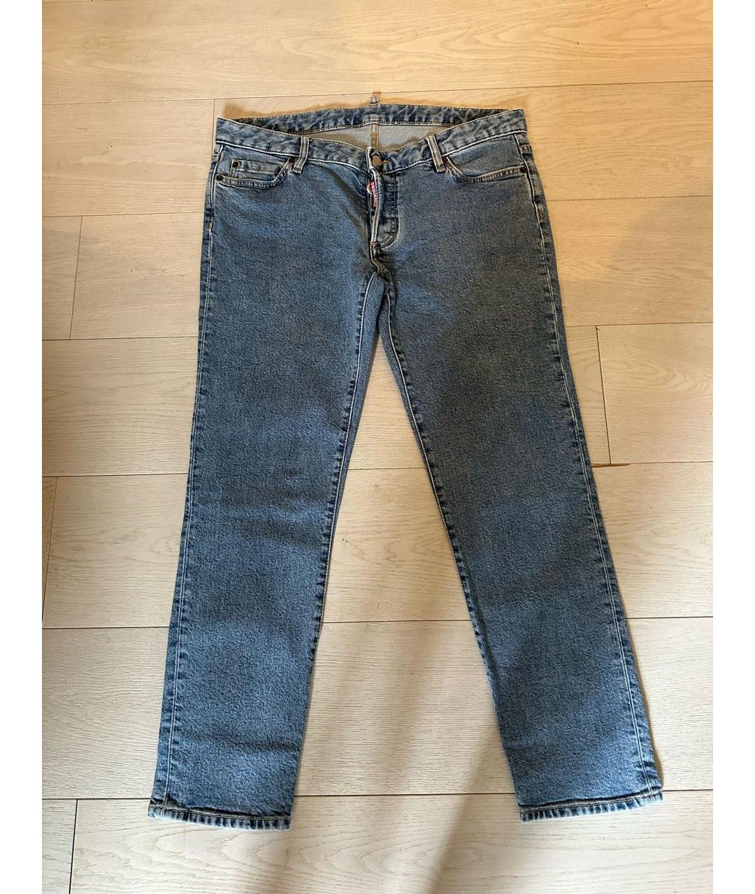 DSQUARED2 Голубые хлопковые прямые джинсы, фото 7