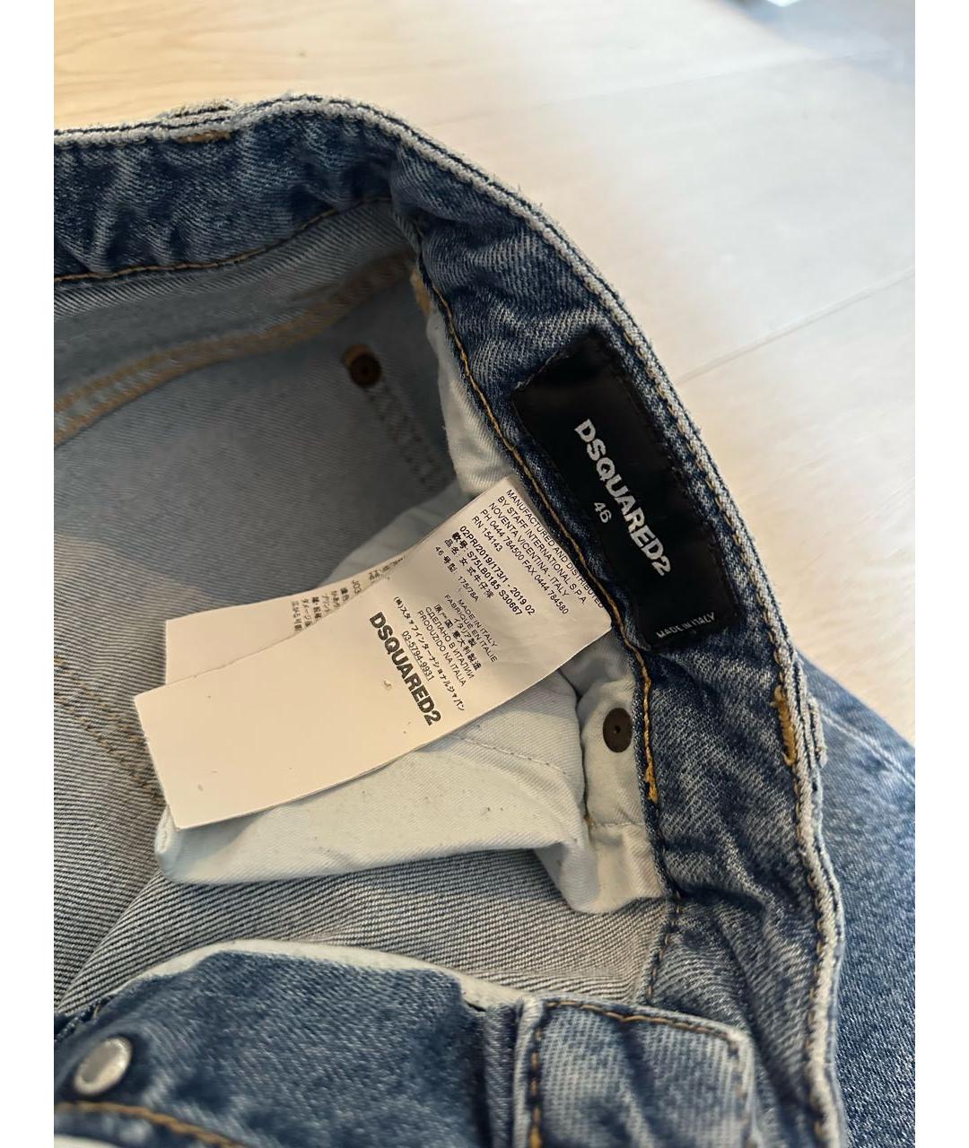 DSQUARED2 Голубые хлопковые прямые джинсы, фото 4