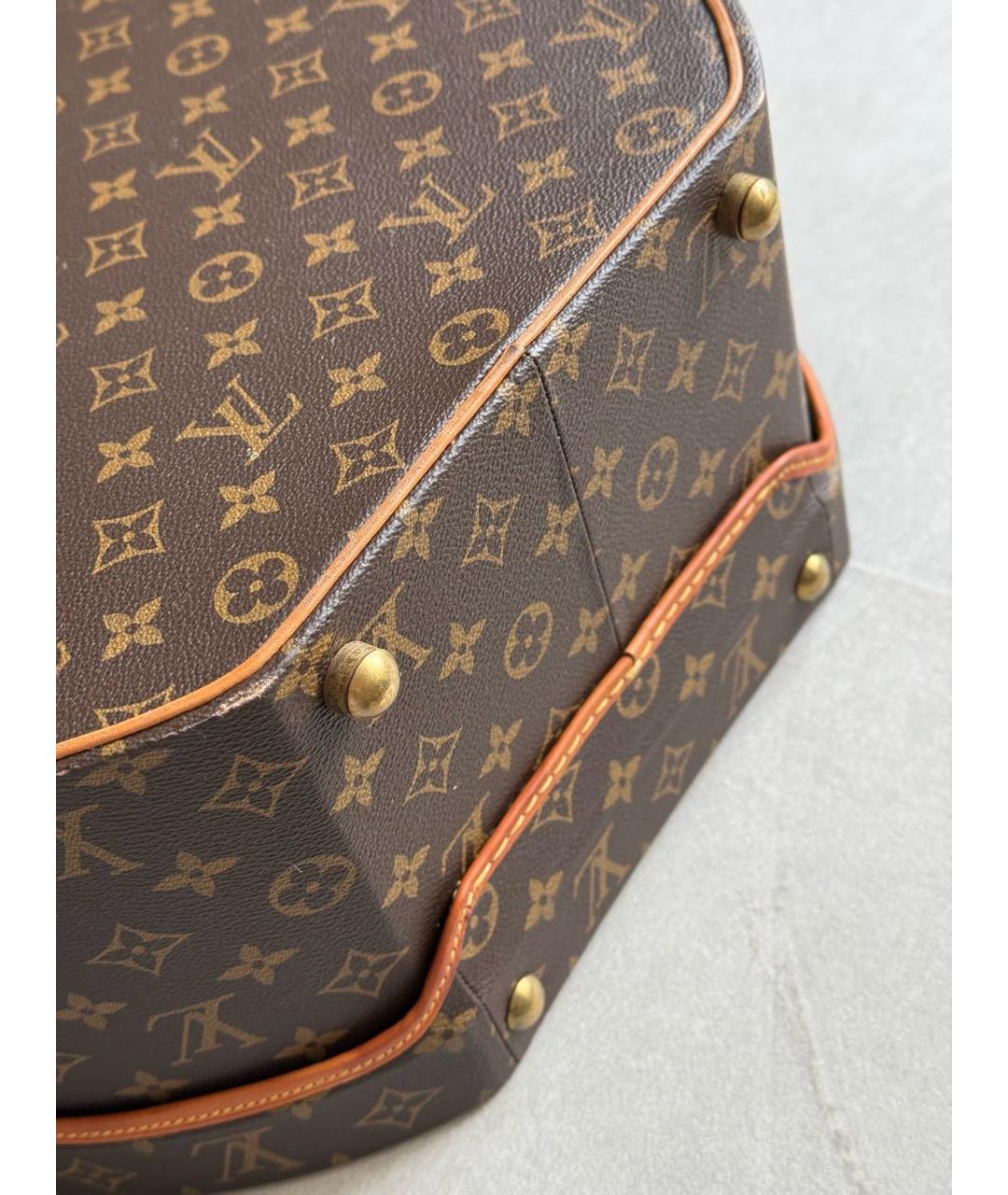 LOUIS VUITTON Коричневый кожаный чемодан, фото 3