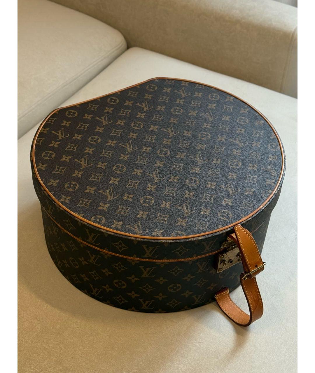 LOUIS VUITTON Коричневый кожаный чемодан, фото 5