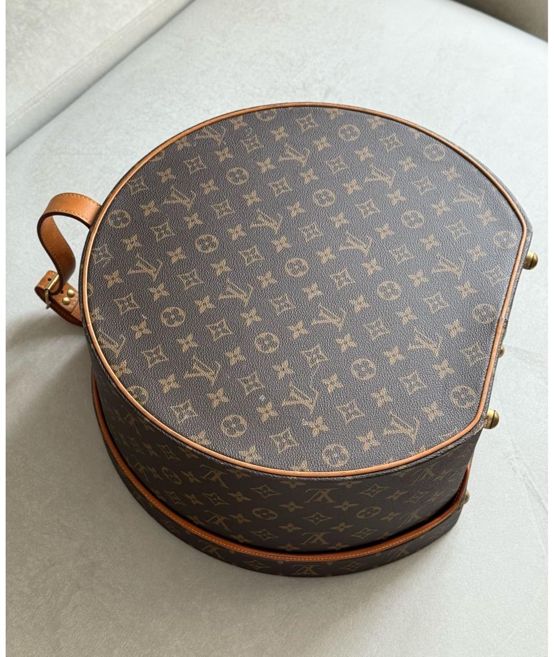 LOUIS VUITTON Коричневый кожаный чемодан, фото 2
