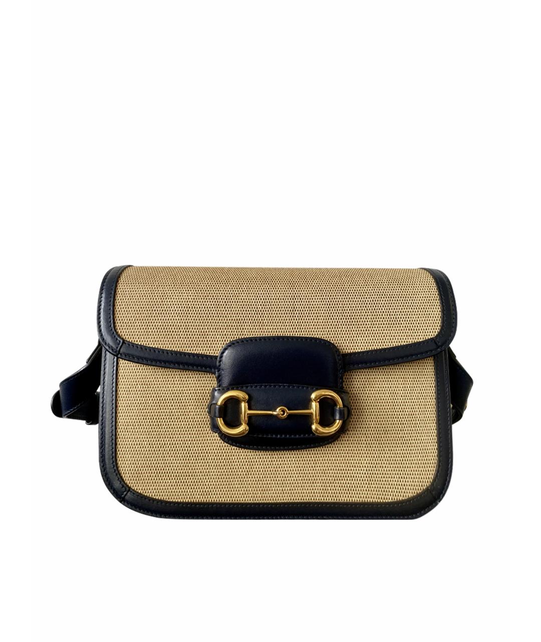 GUCCI Бежевая кожаная сумка через плечо, фото 1