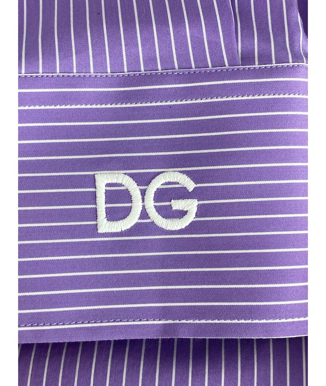 DOLCE&GABBANA Фиолетовая хлопко-полиэстеровая классическая рубашка, фото 4