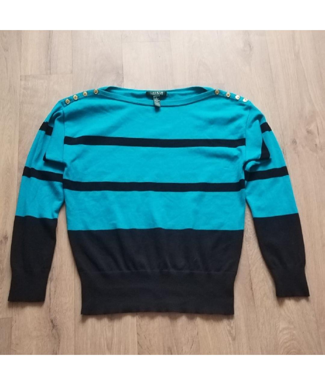 RALPH LAUREN Бирюзовый хлопковый джемпер / свитер, фото 5