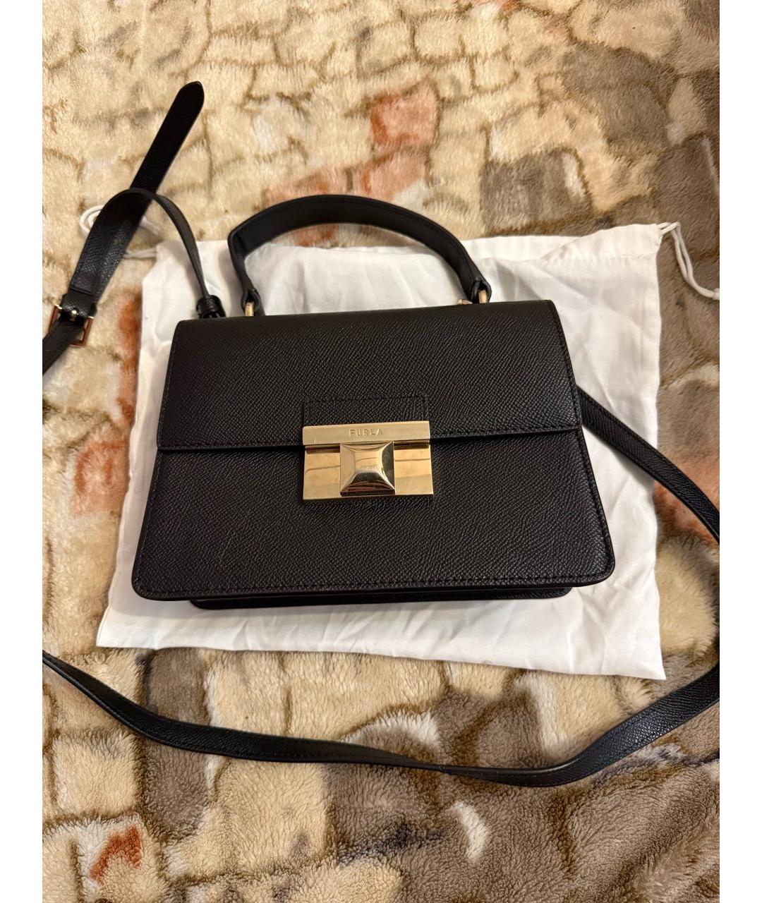 FURLA Черная кожаная сумка через плечо, фото 5