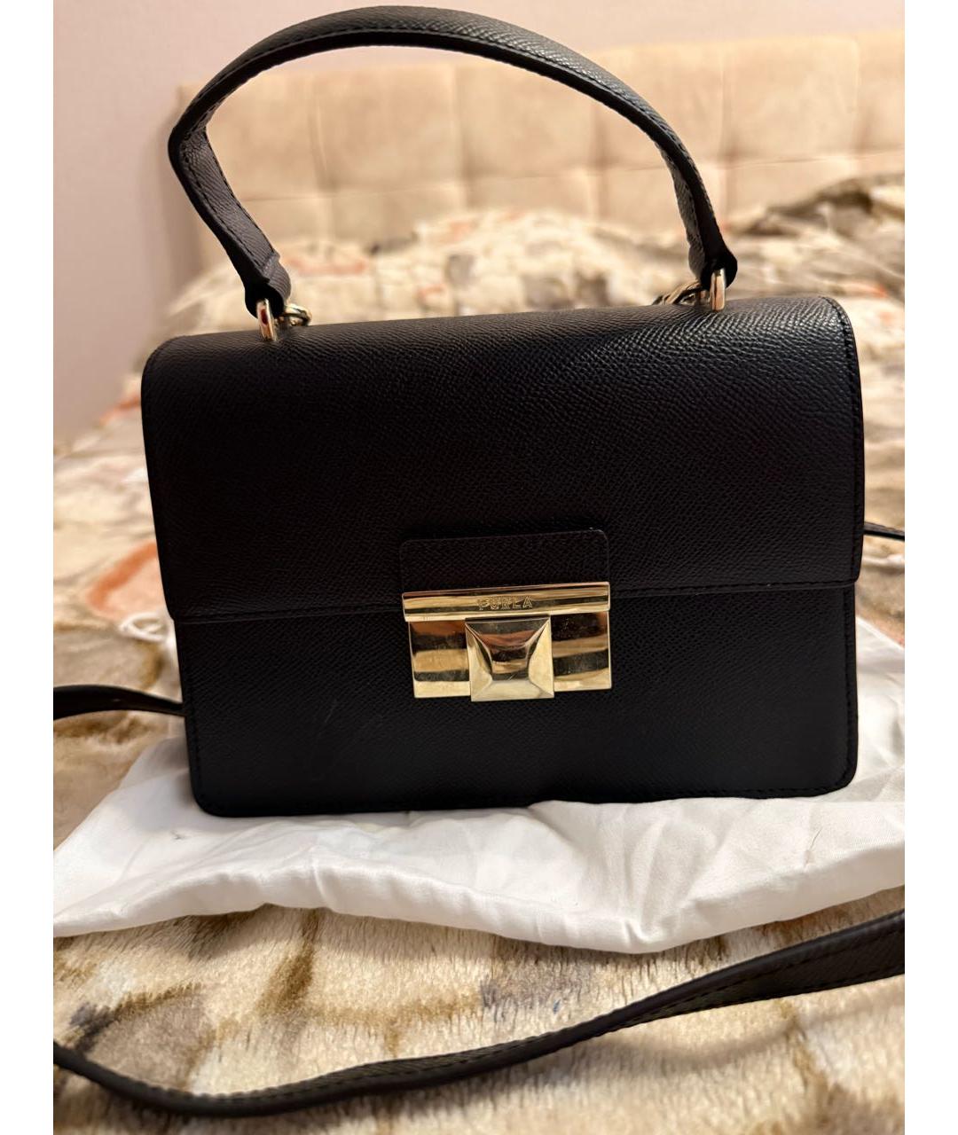 FURLA Черная кожаная сумка через плечо, фото 3