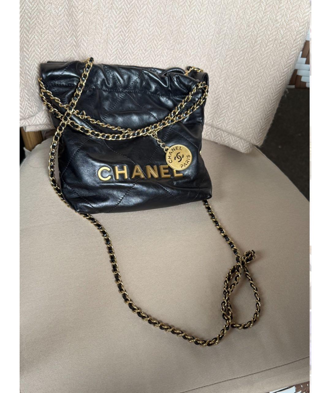 CHANEL Черная кожаная сумка через плечо, фото 3