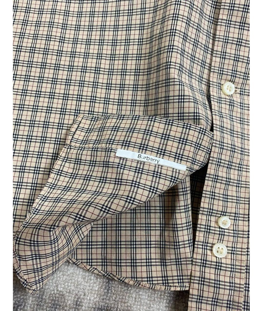 BURBERRY Бежевая хлопковая кэжуал рубашка, фото 5