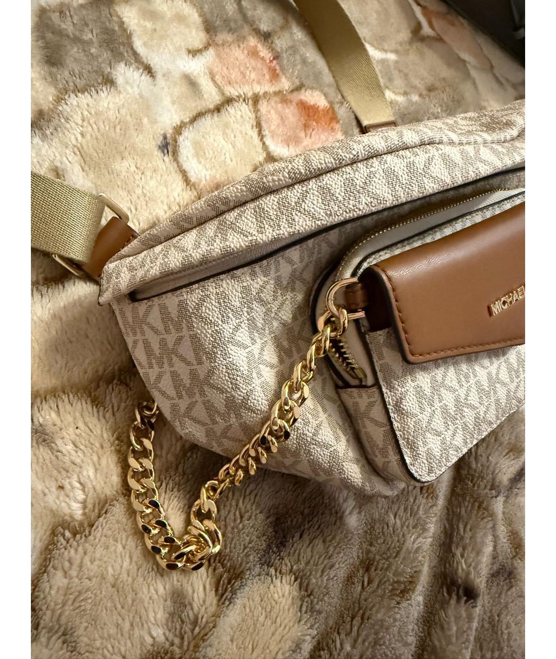 MICHAEL KORS Бежевая кожаная поясная сумка, фото 2