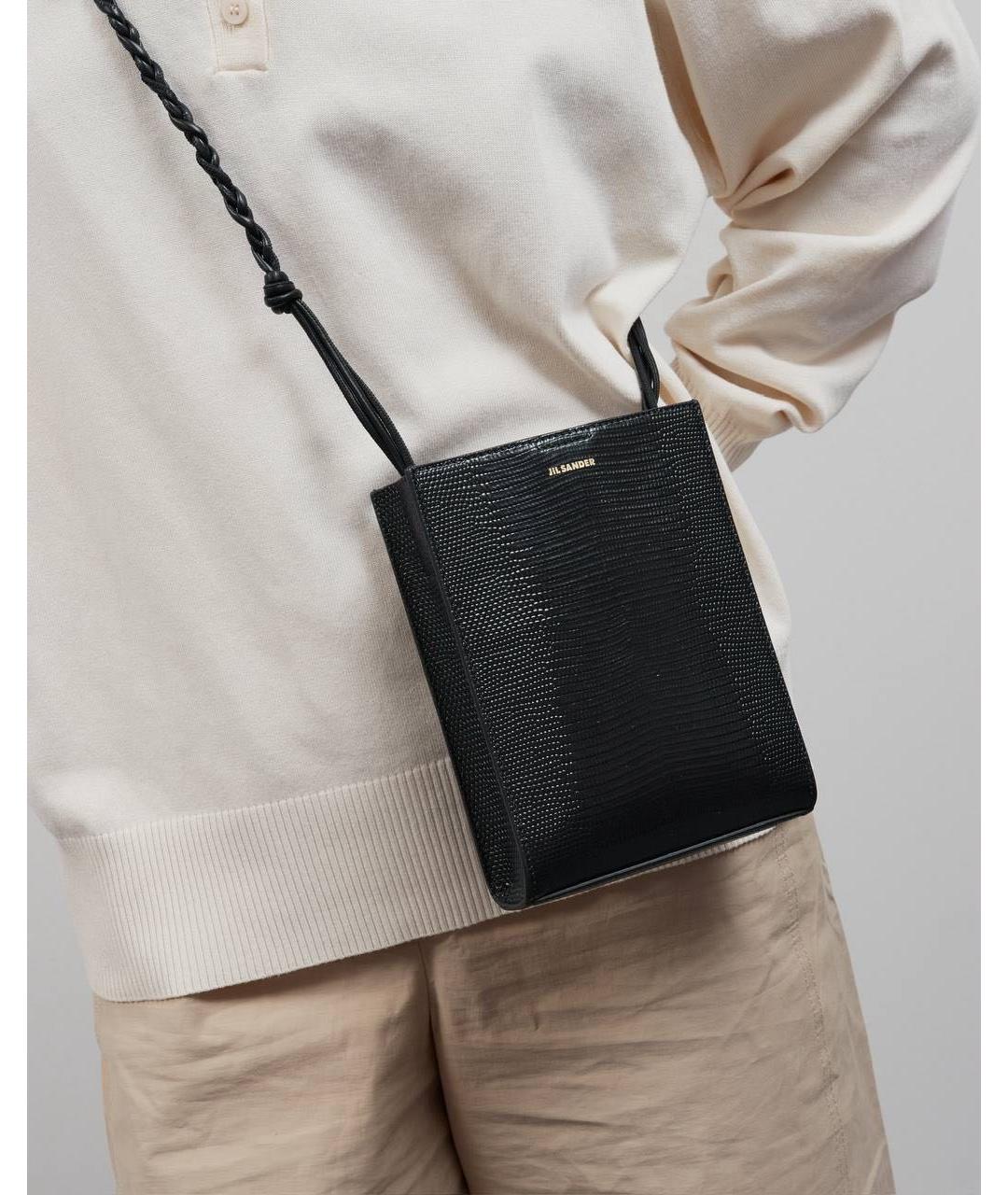 JIL SANDER Черная кожаная сумка через плечо, фото 2