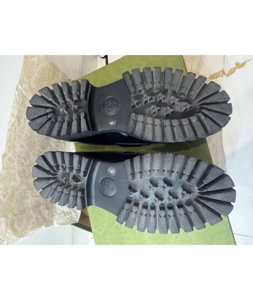 GUCCI Черные кожаные брогги и оксфорды, фото 6