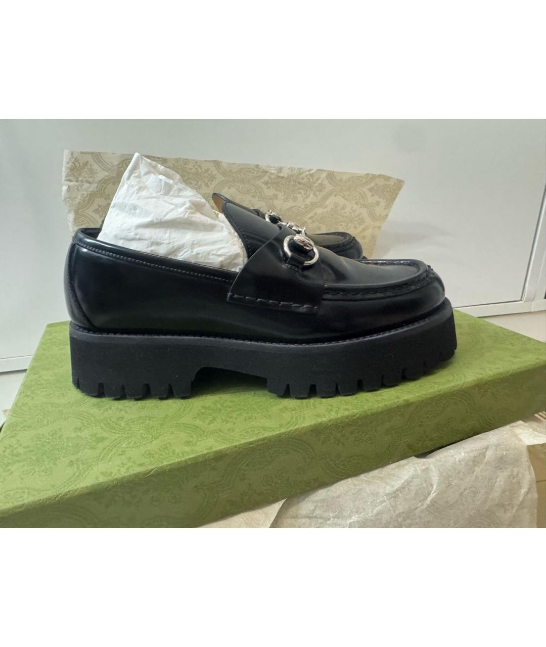 GUCCI Черные кожаные брогги и оксфорды, фото 3