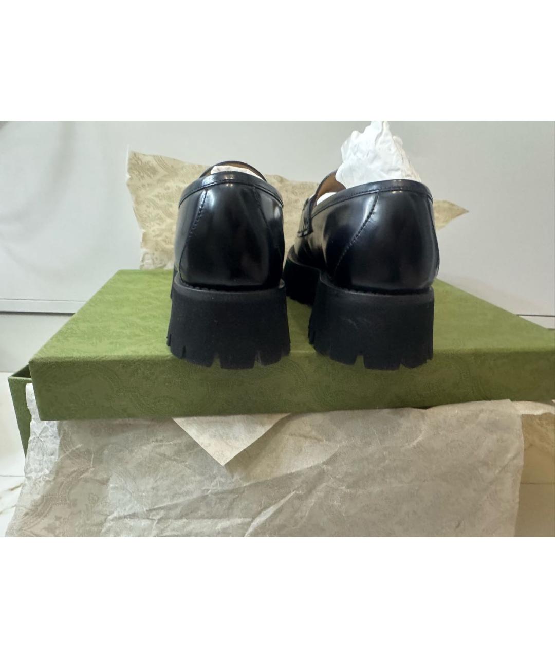 GUCCI Черные кожаные брогги и оксфорды, фото 4