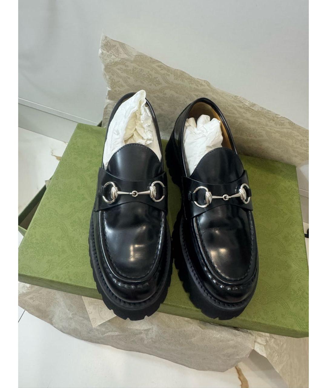 GUCCI Черные кожаные брогги и оксфорды, фото 2