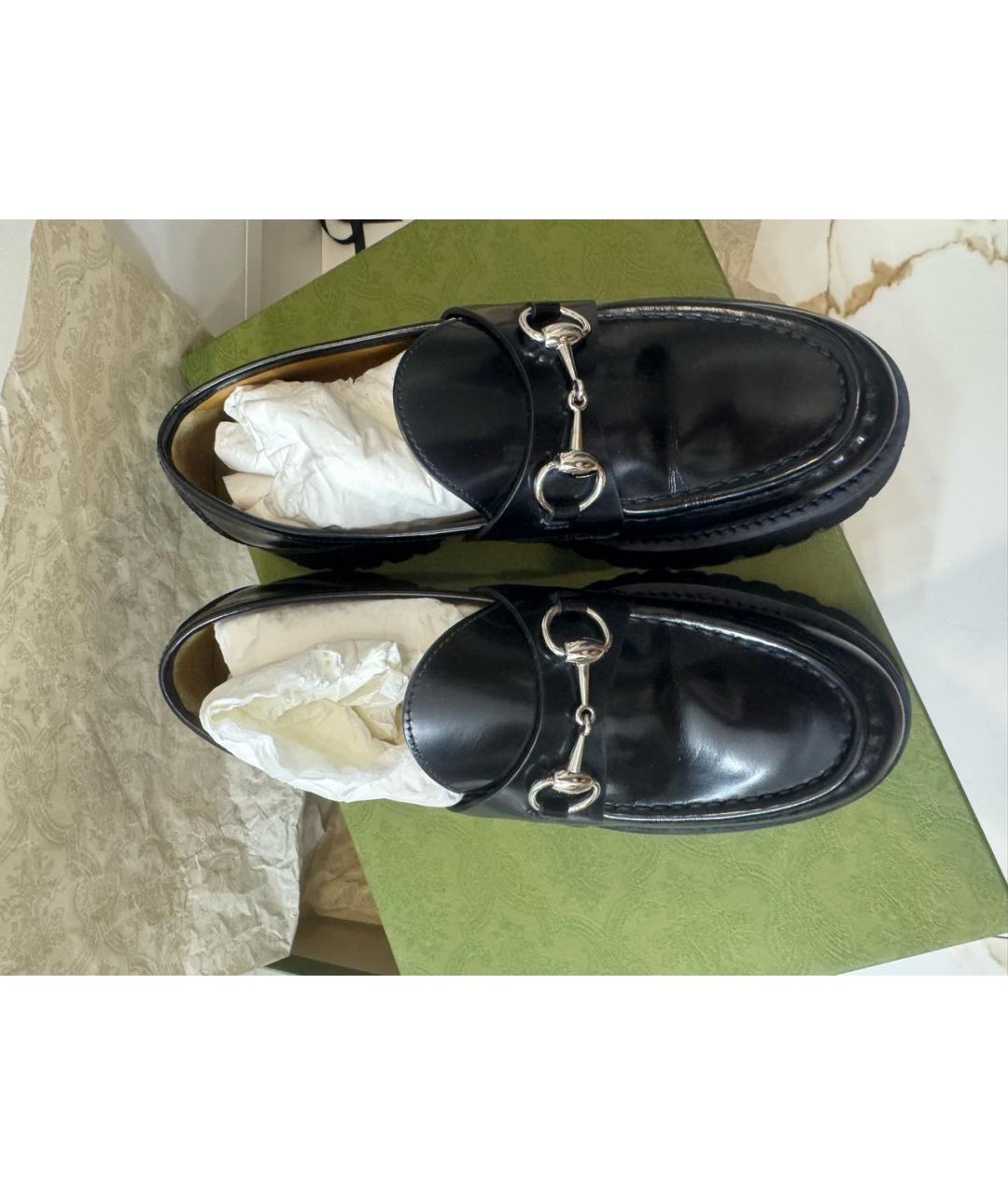 GUCCI Черные кожаные брогги и оксфорды, фото 5