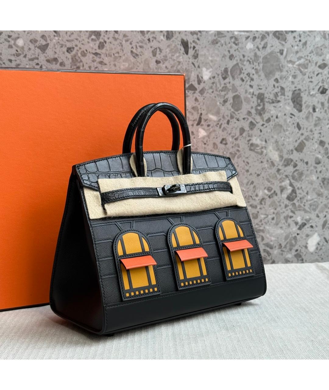 HERMES Черная кожаная сумка с короткими ручками, фото 3