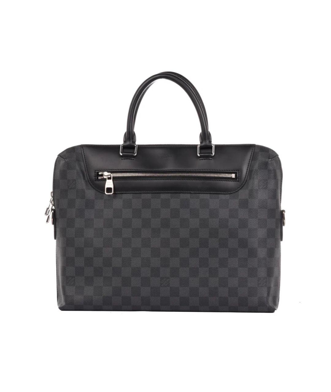 LOUIS VUITTON Черный кожаный портфель, фото 2