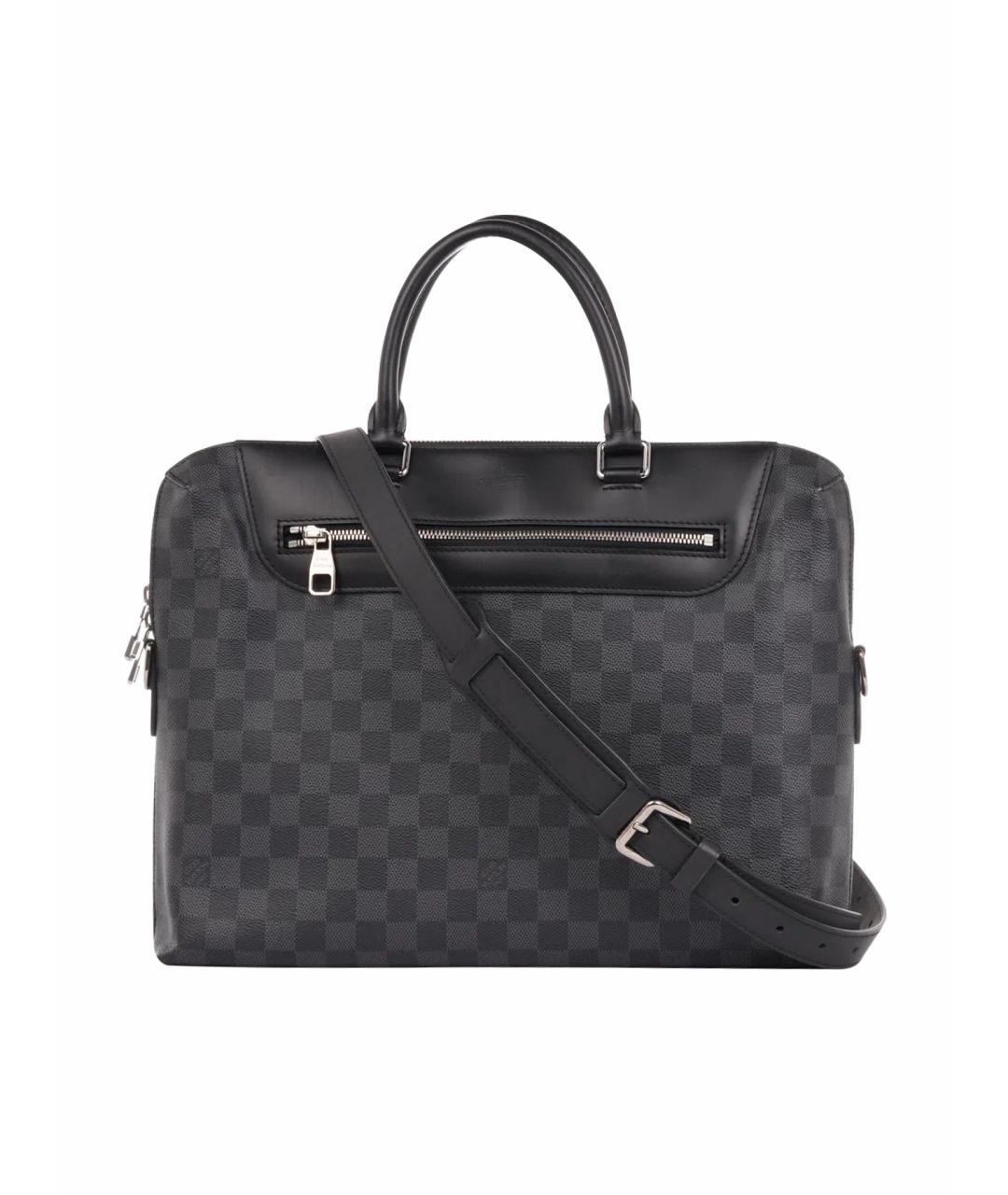 LOUIS VUITTON Черный кожаный портфель, фото 1