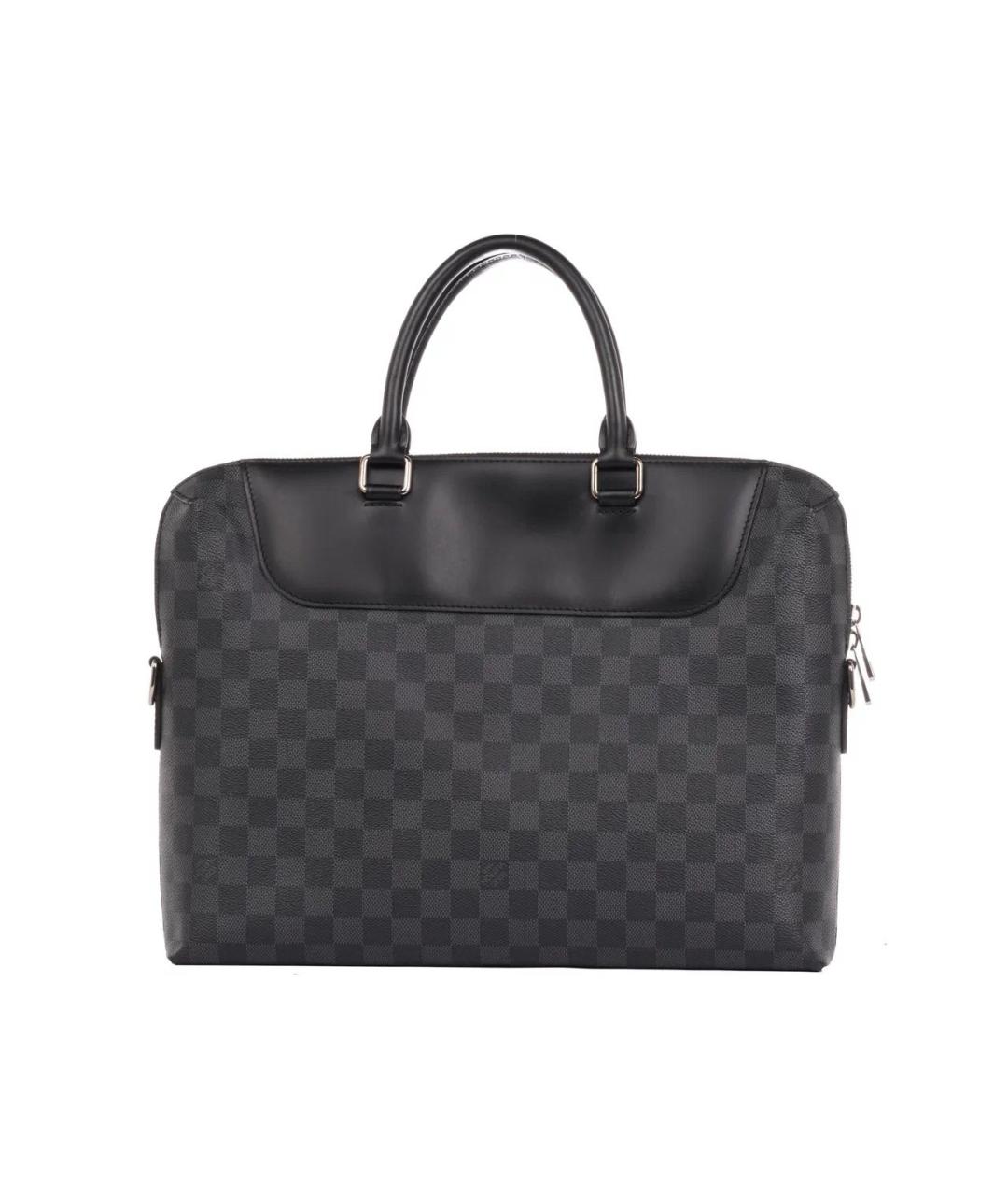 LOUIS VUITTON Черный кожаный портфель, фото 3