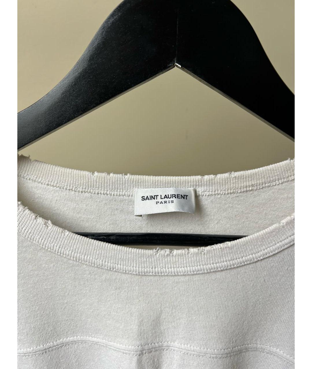 SAINT LAURENT Белая хлопковая футболка, фото 3