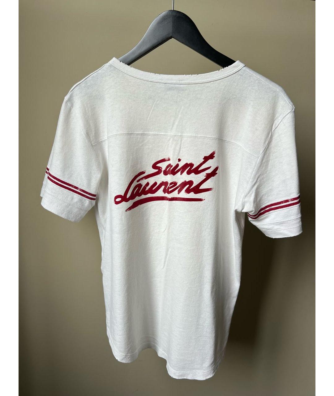 SAINT LAURENT Белая хлопковая футболка, фото 6