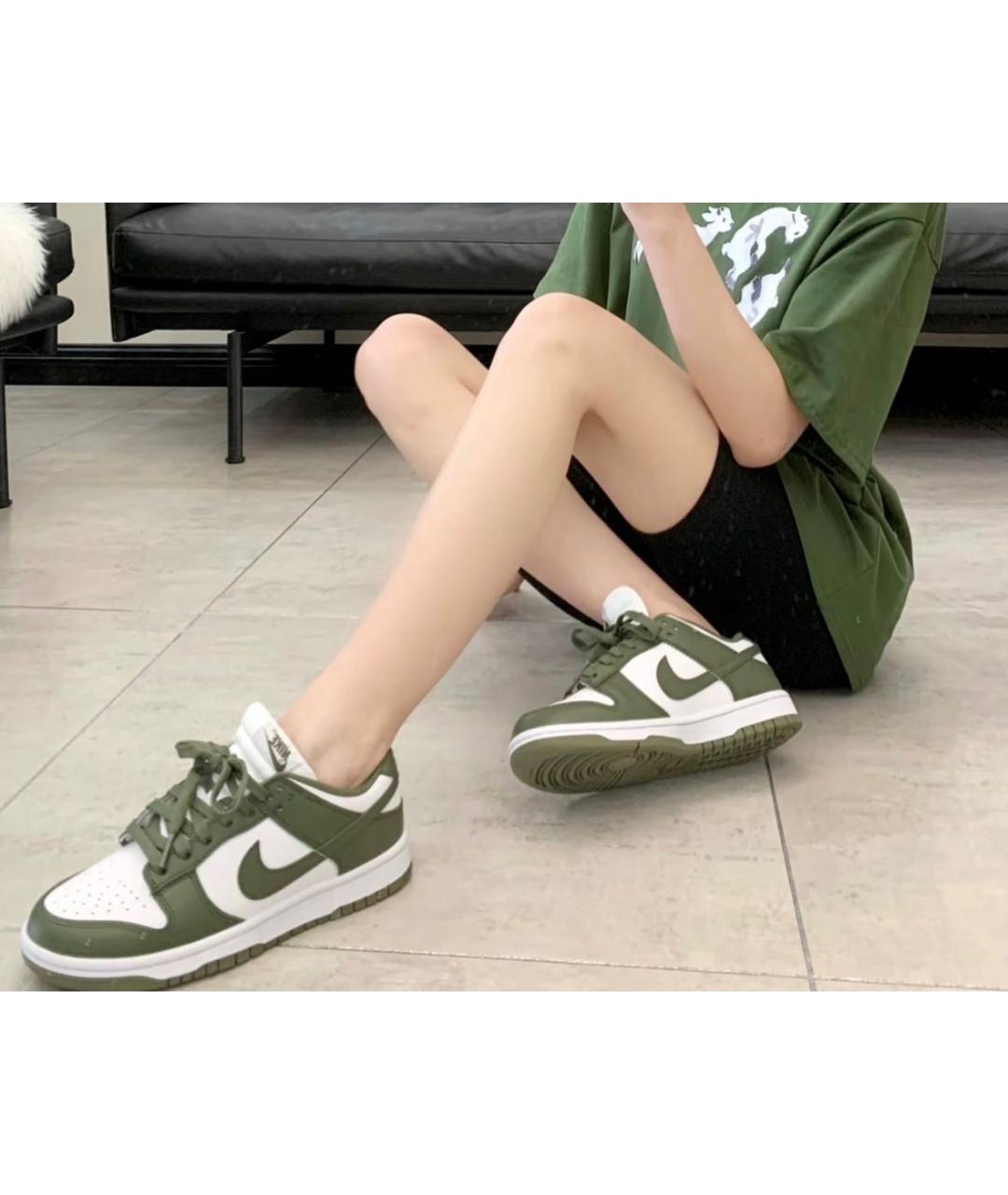 NIKE Зеленые кожаные кроссовки, фото 5