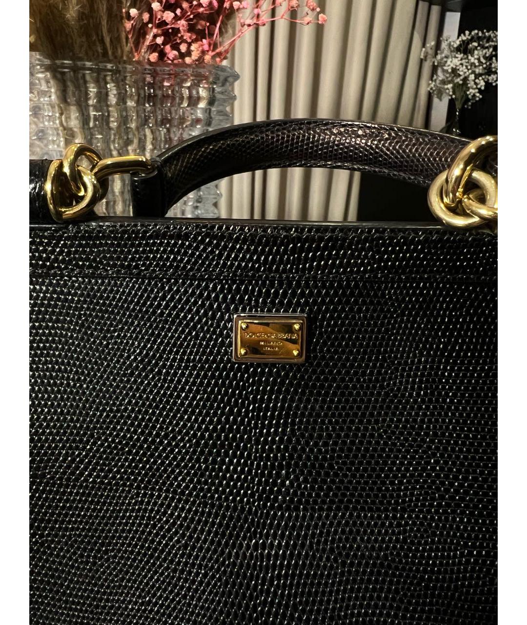 DOLCE&GABBANA Черная кожаная сумка с короткими ручками, фото 7