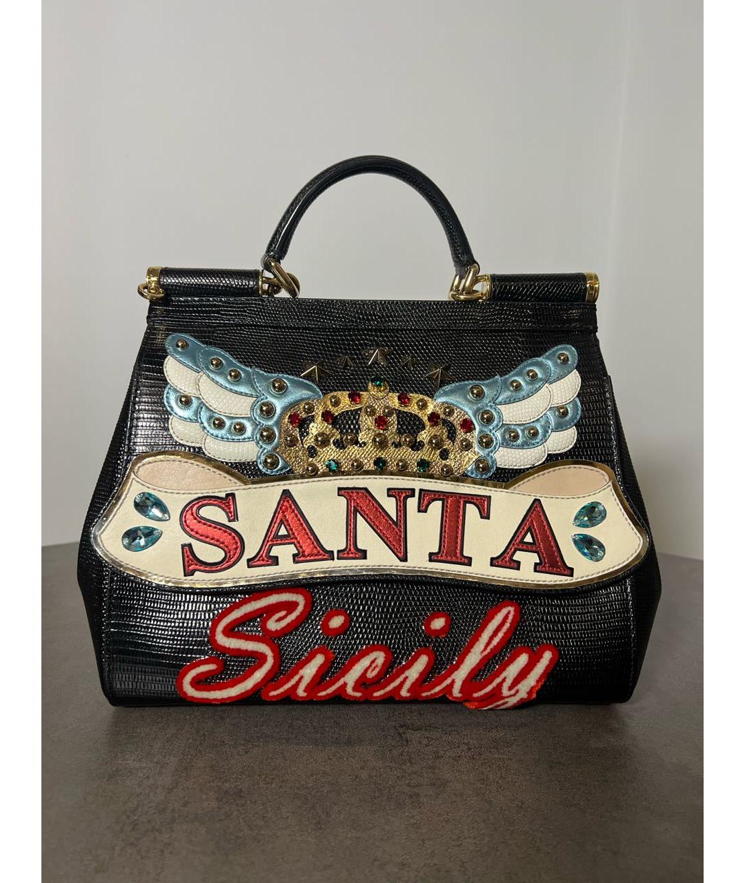 DOLCE&GABBANA Черная кожаная сумка с короткими ручками, фото 9