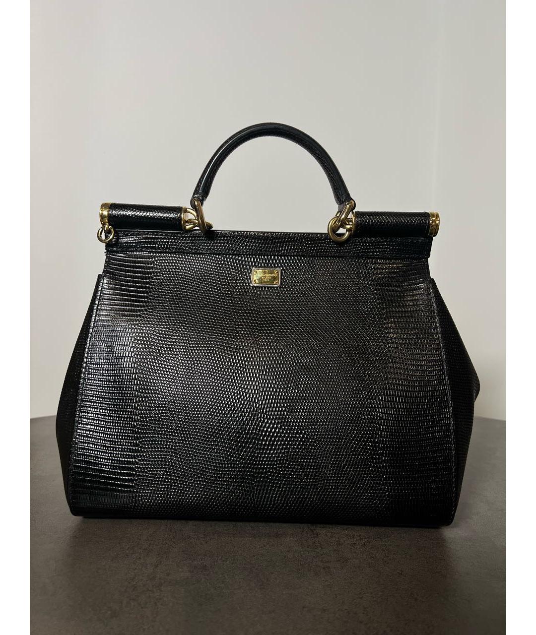 DOLCE&GABBANA Черная кожаная сумка с короткими ручками, фото 3