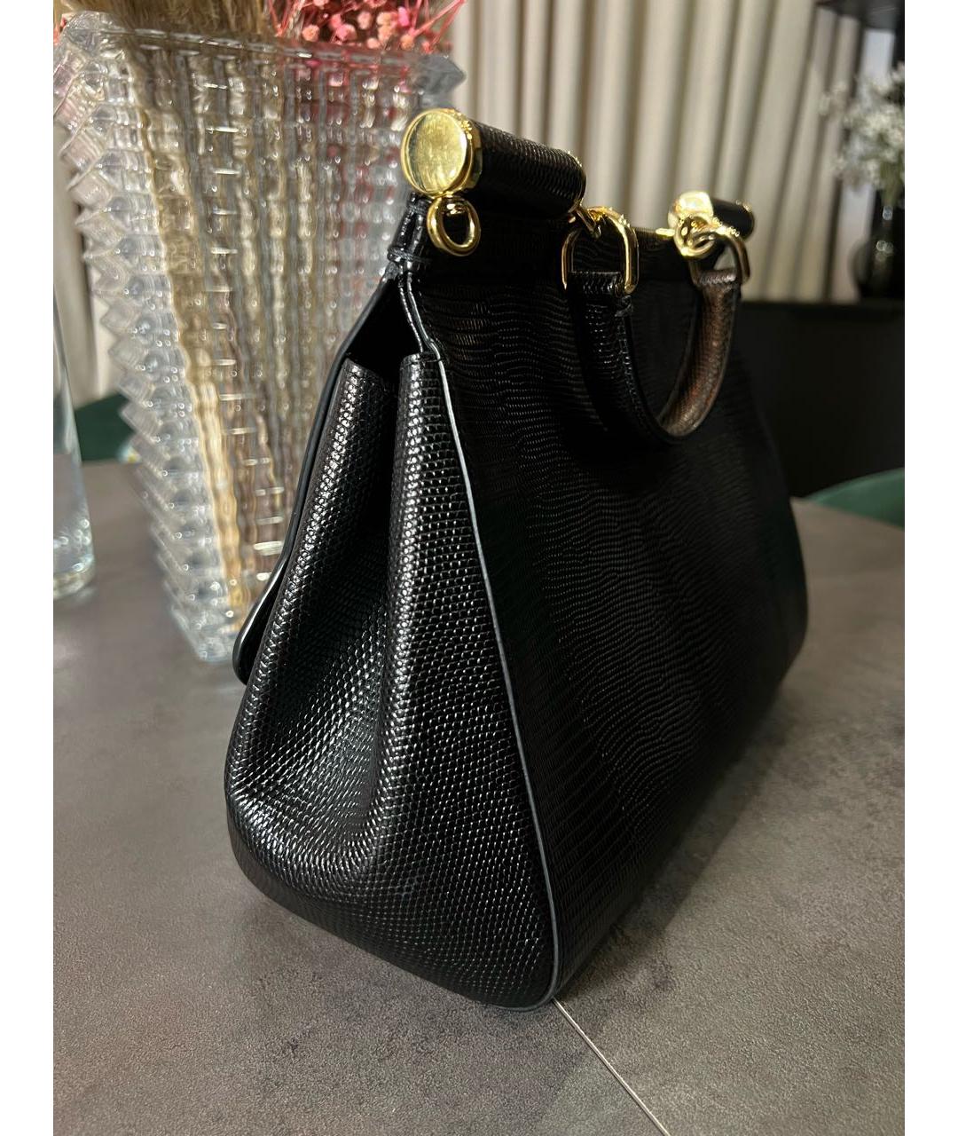 DOLCE&GABBANA Черная кожаная сумка с короткими ручками, фото 6
