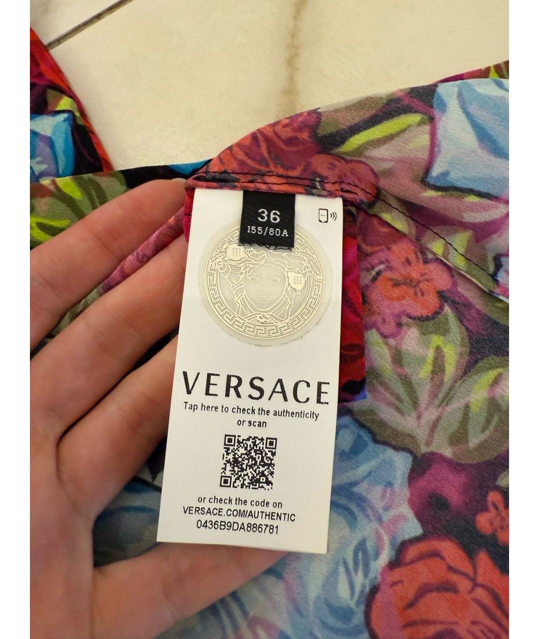VERSACE Мульти шелковая блузы, фото 7
