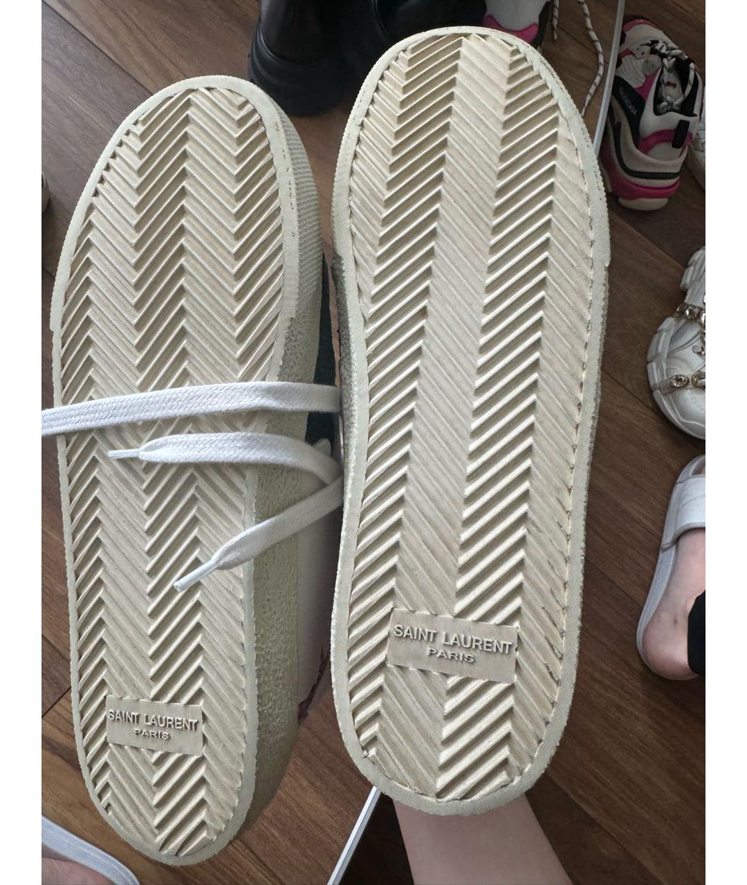 SAINT LAURENT Белые кожаные кроссовки, фото 4